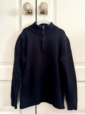 Crewcuts Black Half-Zip Ribbed Mock Neck Sweater